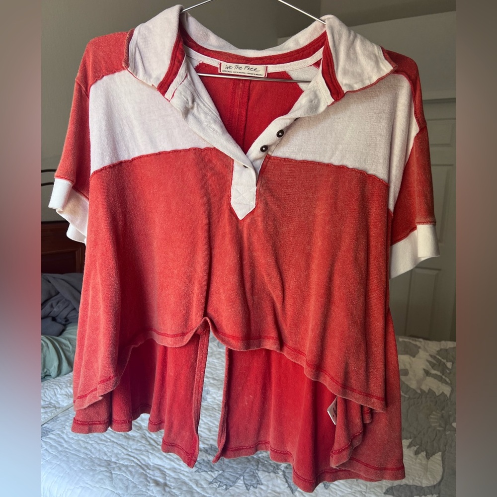 We The Free (Free People) Camilla Polo Top in Persimmon - size extra small